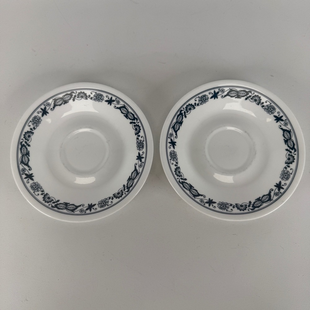 Corelle Old Town Blue Saucers Set of 2 Vintage Corning Blue Onion Floral White